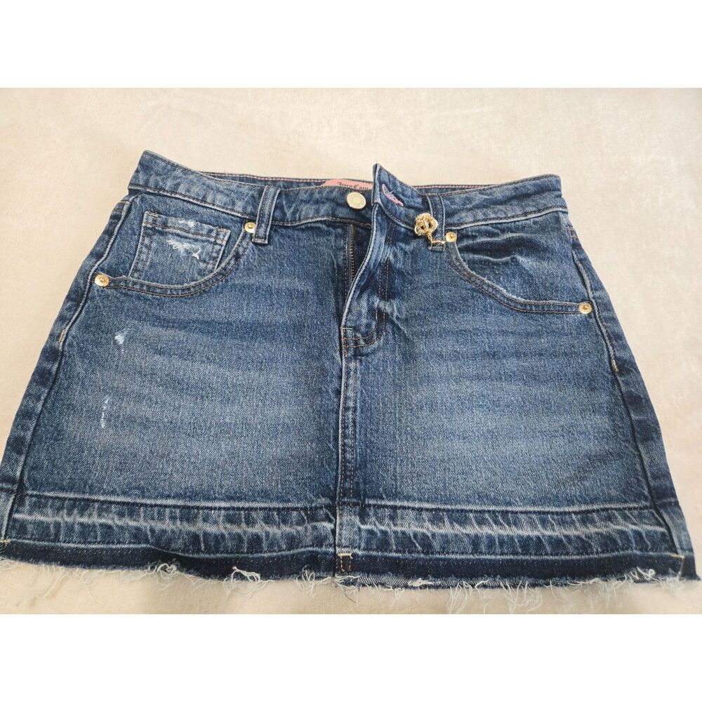 Juicy Couture Women’s Size 1/25 Denim Mini Skirt Rhinestone Crown Y2K New